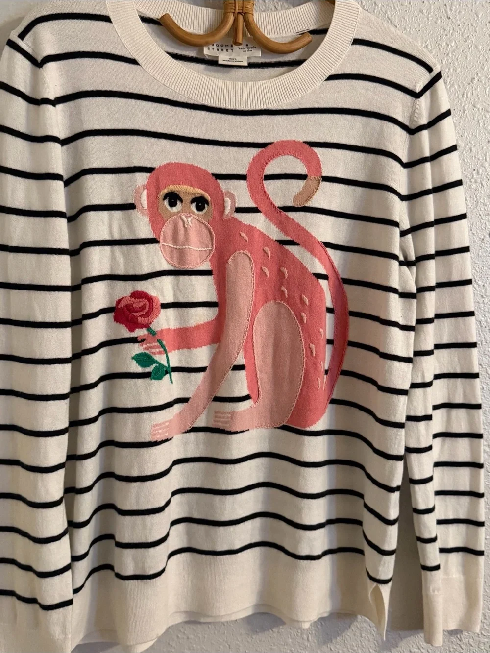 Kate spade stripped pink monkey sweater